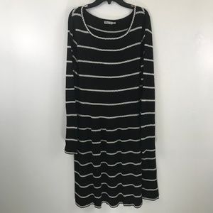 Eliza J Black and White Striped Sweater Dress L